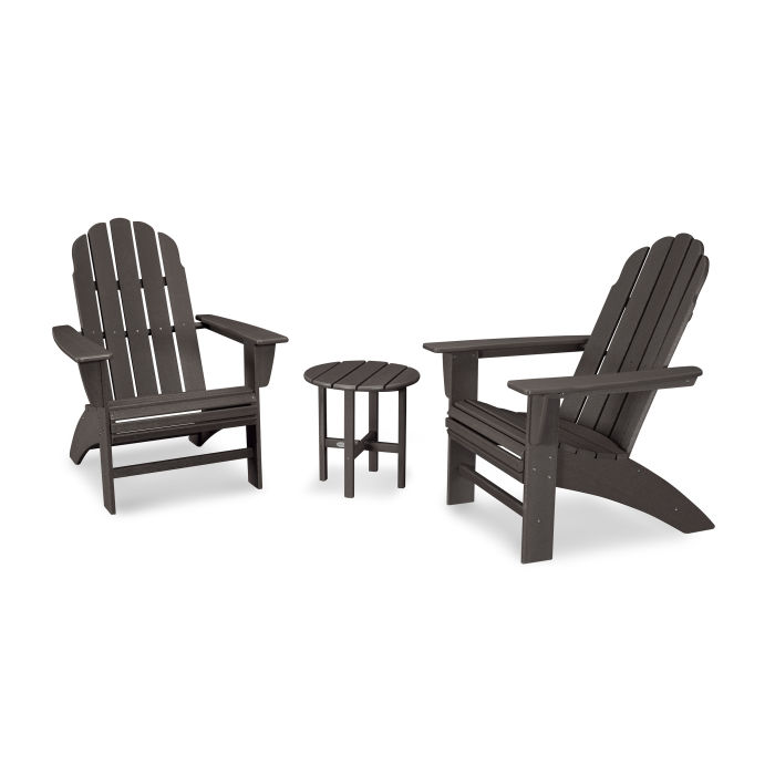 Vineyard 3-Piece Curveback Adirondack Set in Vintage Finish