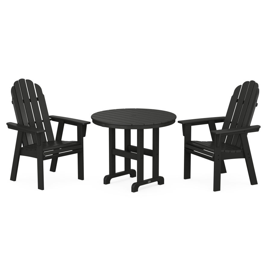 POLYWOOD Vineyard Adirondack 3-Piece Round Dining Set in Black