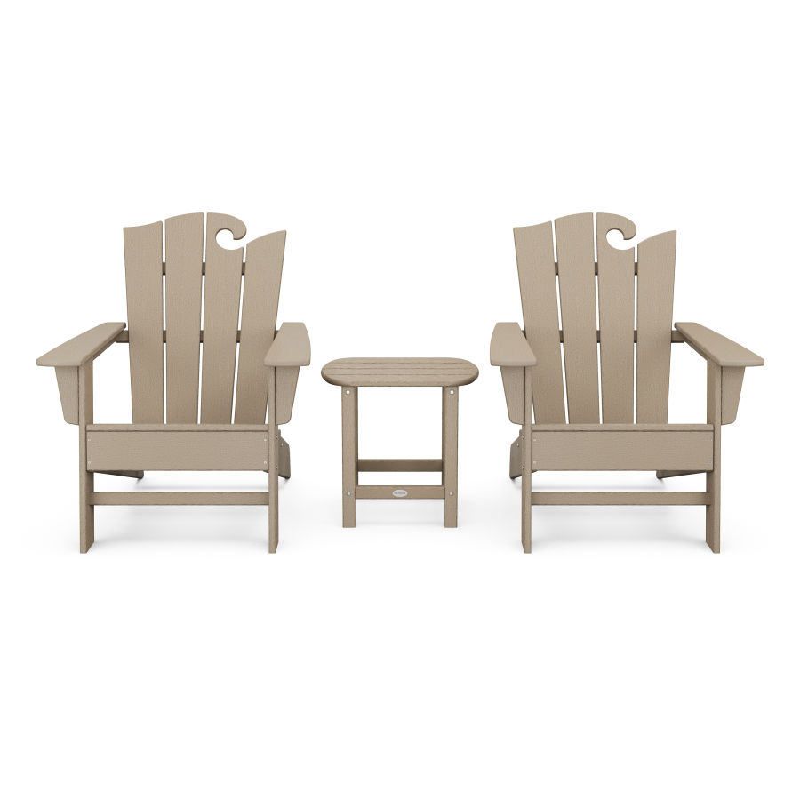 POLYWOOD Wave 3-Piece Adirondack Set with The Ocean Chair in Vintage Sahara