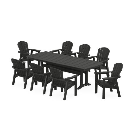 Seashell 9-Piece Dining Set with Trestle Legs in Black
