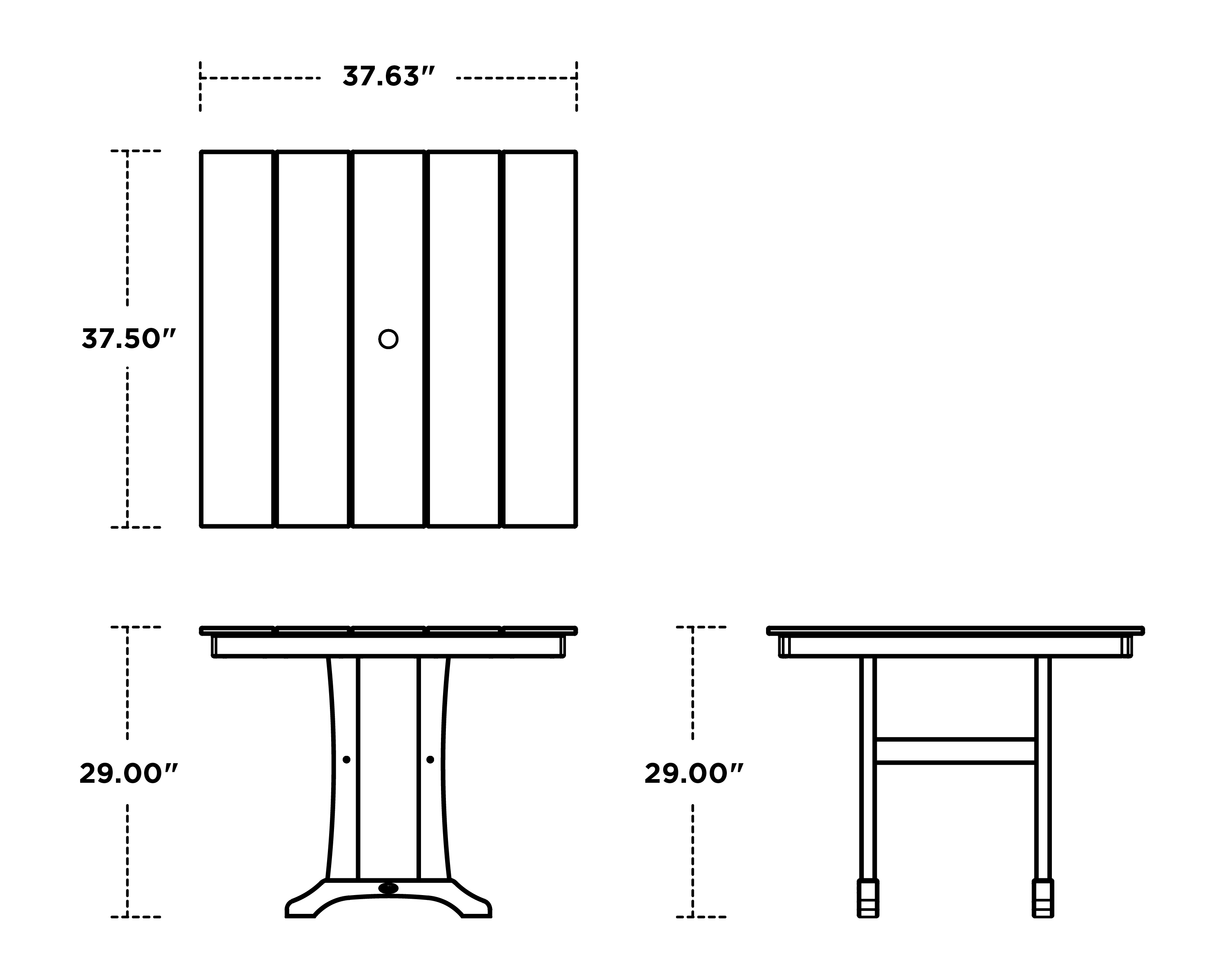 Dimensions for Farmhouse Trestle 37" Dining Table