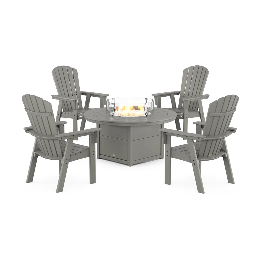 POLYWOOD Nautical 4-Piece Curveback Upright Adirondack Conversation Set with Fire Pit Table