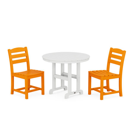 La Casa Café Side Chair 3-Piece Round Dining Set in Tangerine