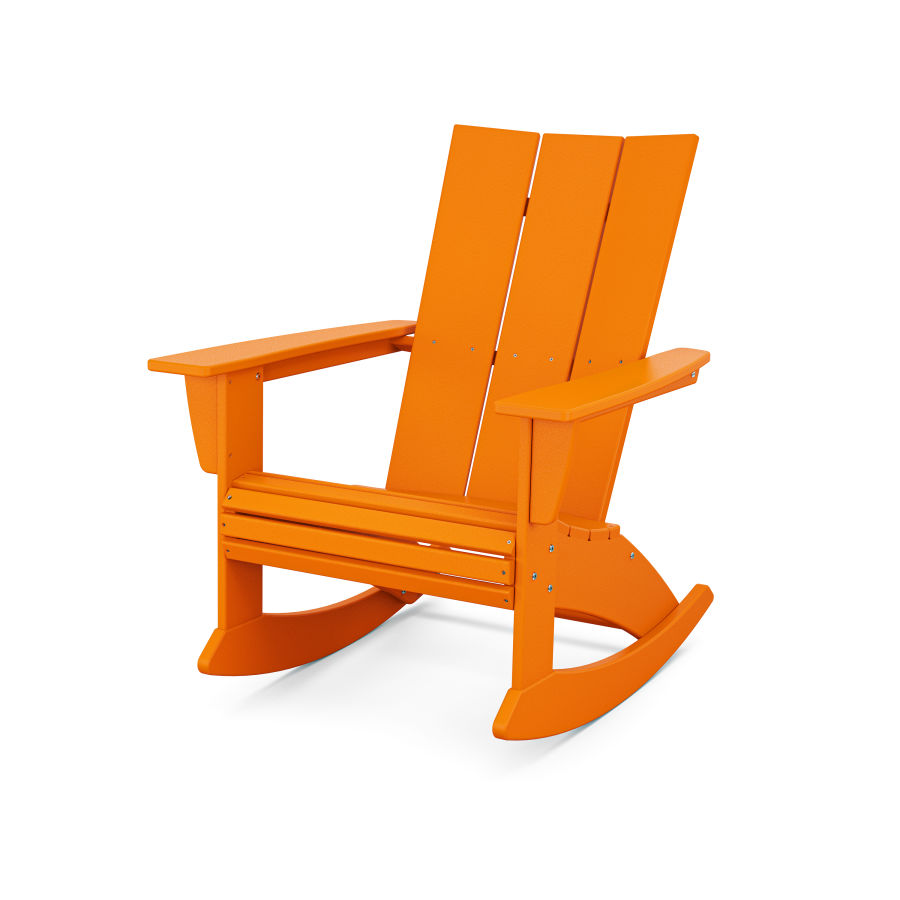 POLYWOOD Modern Curveback Adirondack Rocking Chair in Tangerine
