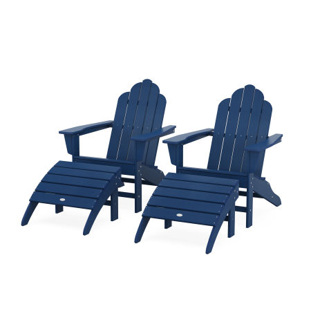 Long Island Adirondack Chair 4-Piece Set with Ottomans in Navy