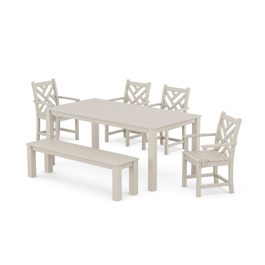 POLYWOOD Chippendale 6-Piece Parsons Dining Set with Bench in Sand