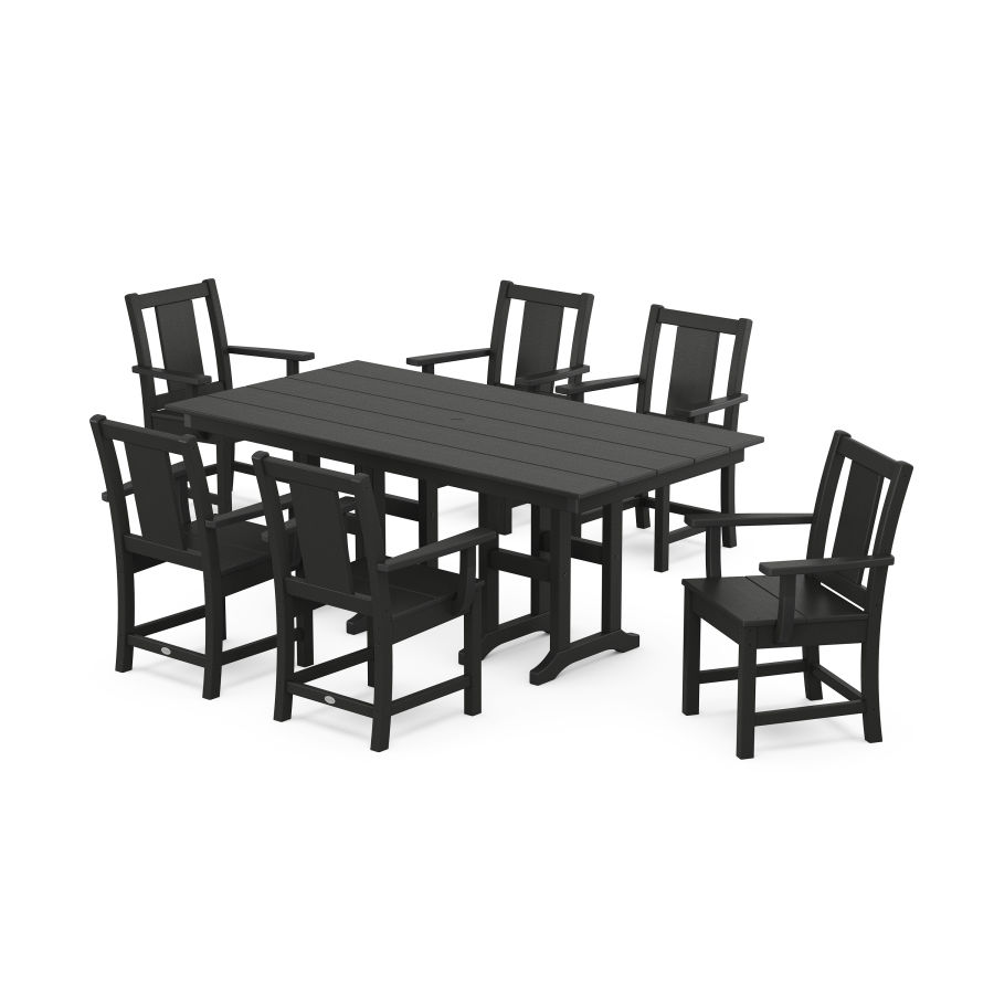 POLYWOOD Prairie Arm Chair 7-Piece Farmhouse Dining Set in Black