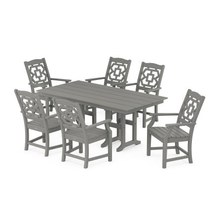 Chinoiserie Arm Chair 7-Piece Farmhouse Dining Set