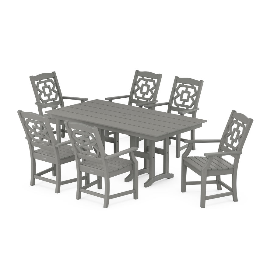 POLYWOOD Chinoiserie Arm Chair 7-Piece Farmhouse Dining Set