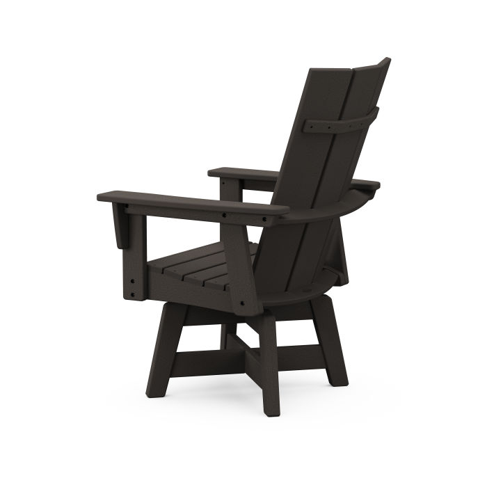 POLYWOOD Modern Curveback Adirondack Swivel Dining Chair in Vintage Finish
