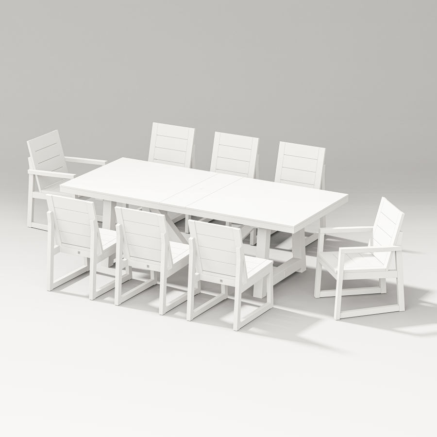 POLYWOOD Elevate 9-Piece A-Frame Table Dining Set in Vintage White
