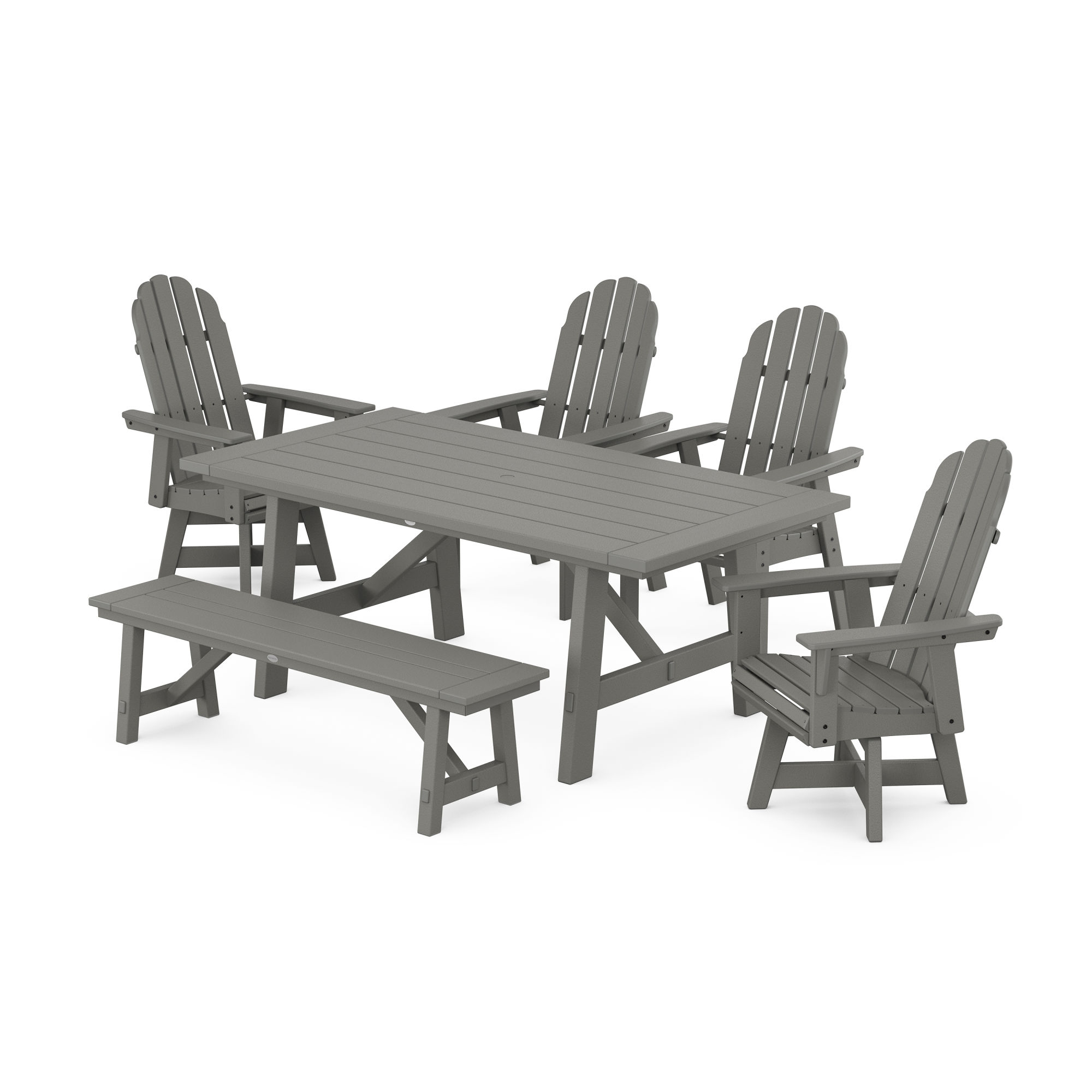 POLYWOOD® Vineyard Curveback Adirondack Swivel Chair 6Piece Rustic