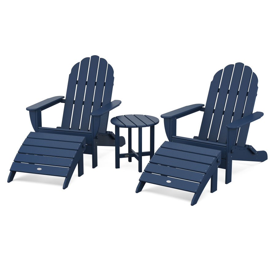 POLYWOOD Classic Oversized Adirondack 5-Piece Casual Set in Navy