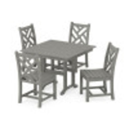 Chippendale Side Chair 5-Piece Farmhouse Dining Set in Slate Grey