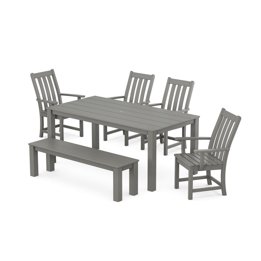 POLYWOOD Vineyard 6-Piece Parsons Dining Set with Bench in Slate Grey