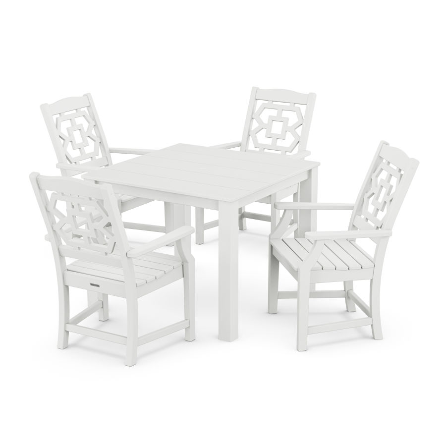 POLYWOOD Chinoiserie 5-Piece Parsons Dining Set in White