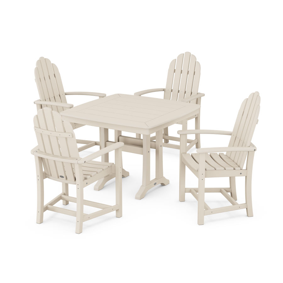 POLYWOOD Classic Adirondack 5-Piece Dining Set with Trestle Legs in Sand