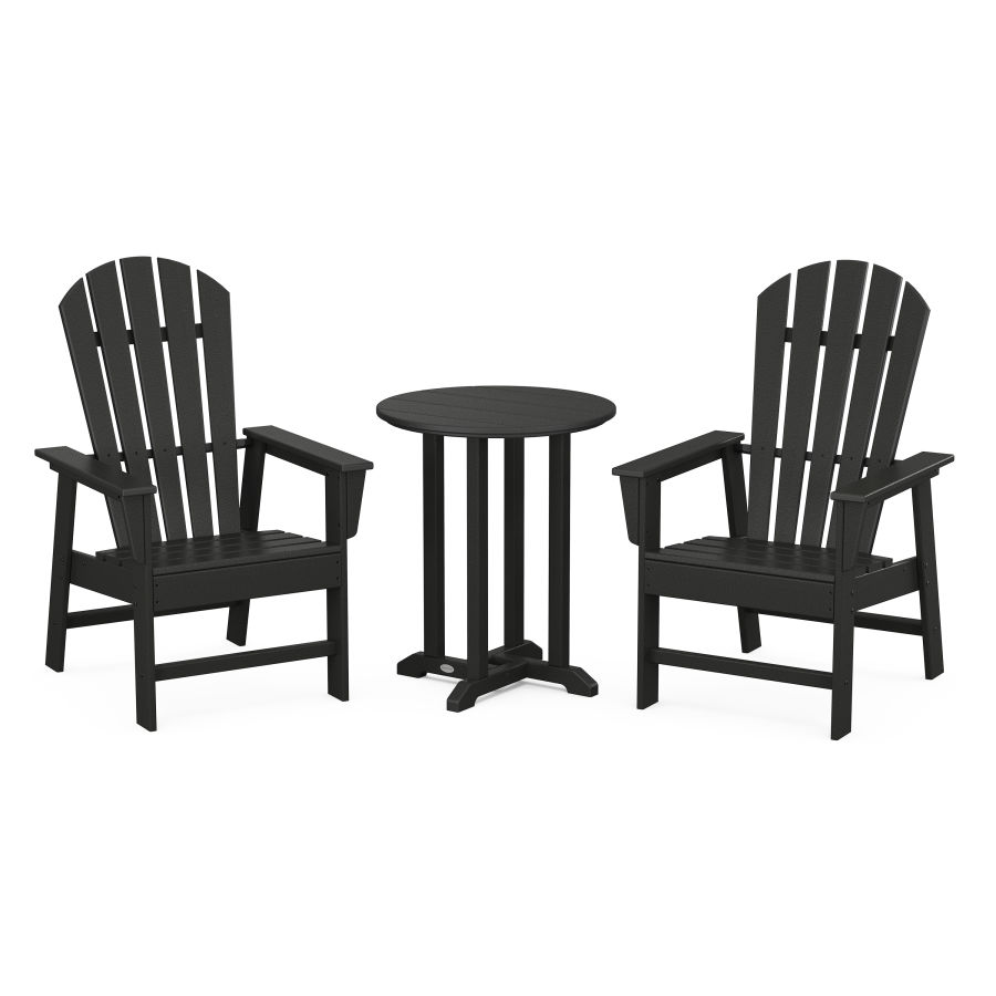 POLYWOOD South Beach 3-Piece Round Dining Set in Black