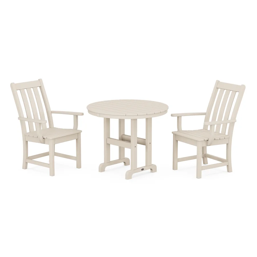 POLYWOOD Vineyard 3-Piece Round Dining Set in Sand