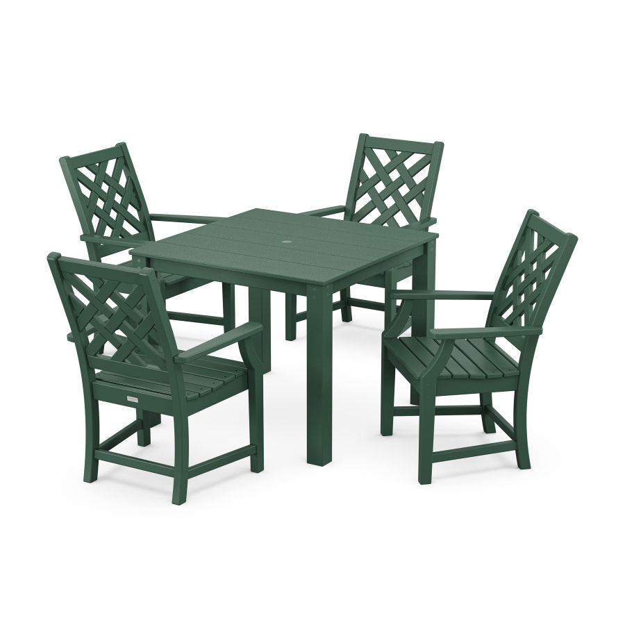 POLYWOOD Wovendale 5-Piece Parsons Dining Set in Green