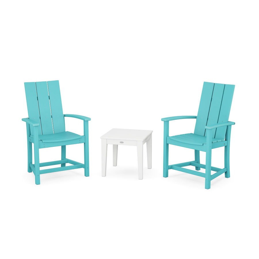 POLYWOOD Modern 3-Piece Upright Adirondack Chair Set in Aruba