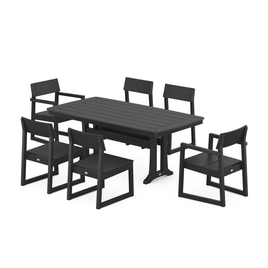 POLYWOOD EDGE 7-Piece Dining Set with Trestle Legs in Black