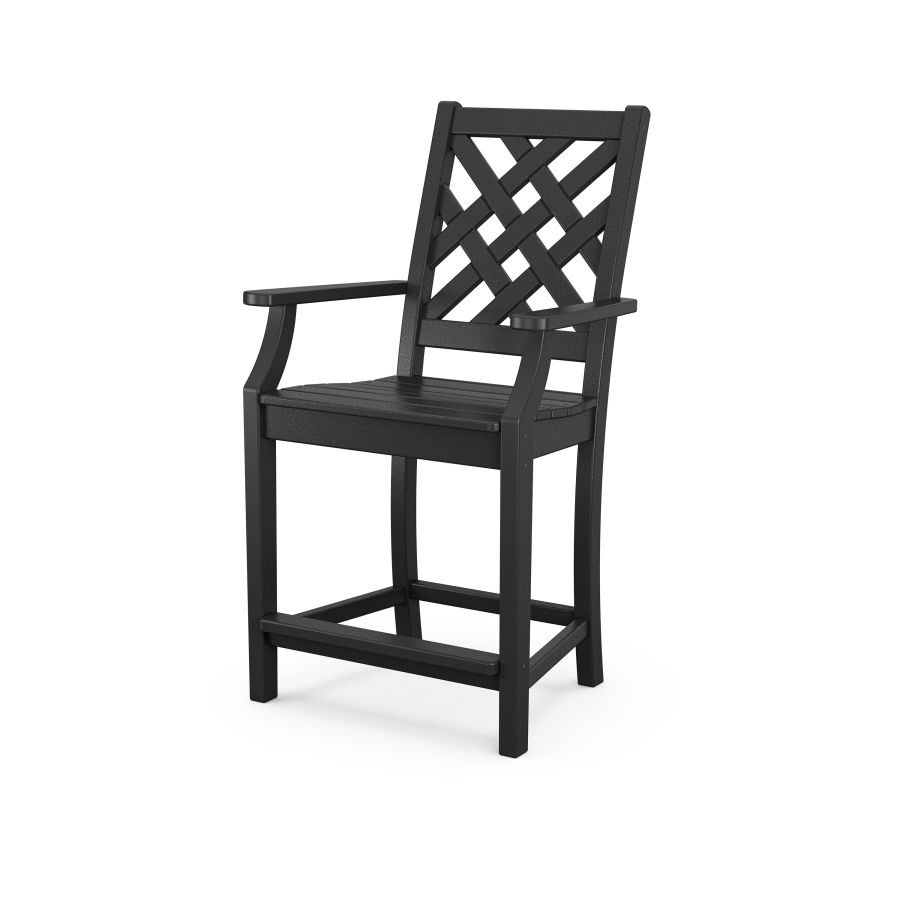 POLYWOOD Wovendale Counter Arm Chair in Black