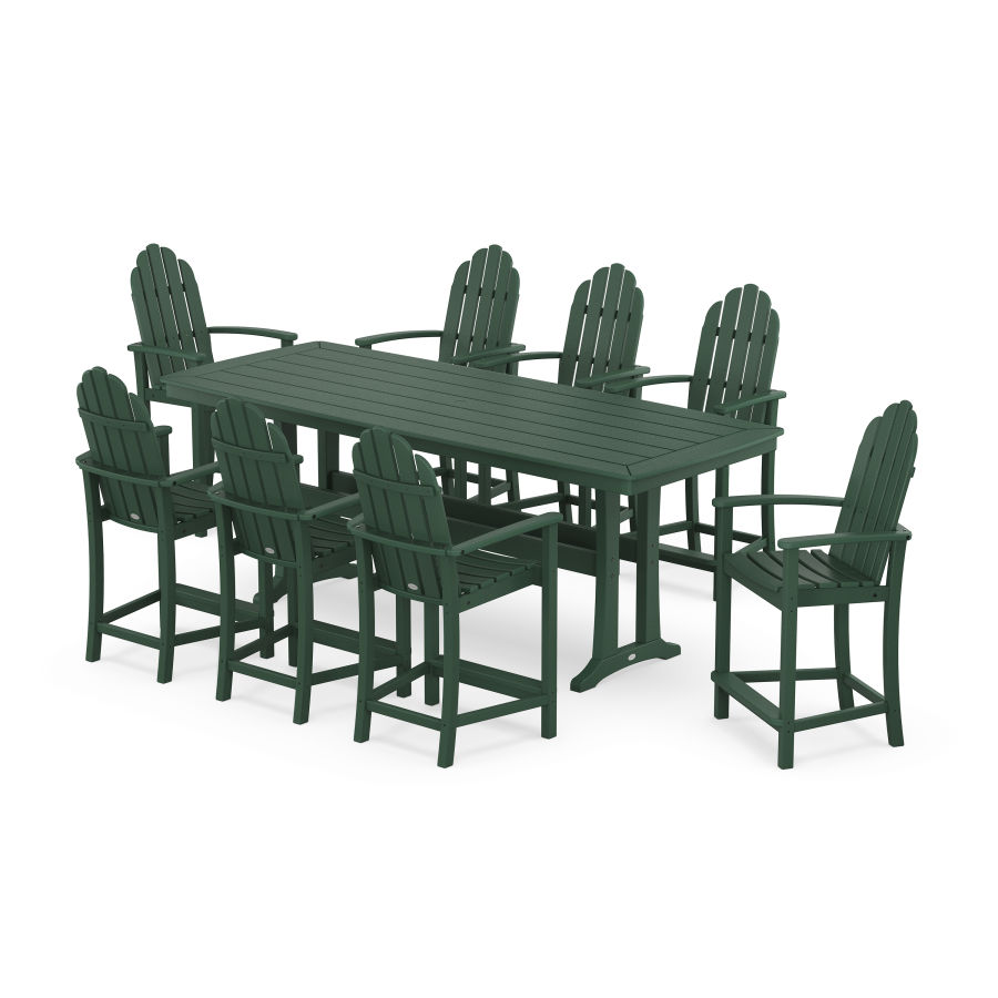 POLYWOOD Classic Adirondack 9-Piece Counter Set with Trestle Legs in Green