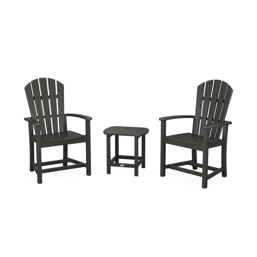 POLYWOOD Palm Coast 3-Piece Upright Adirondack Chair Set in Black