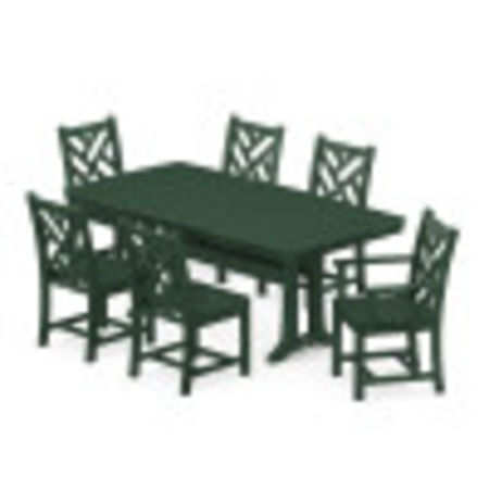 Chippendale 7-Piece Nautical Trestle Dining Set in Green