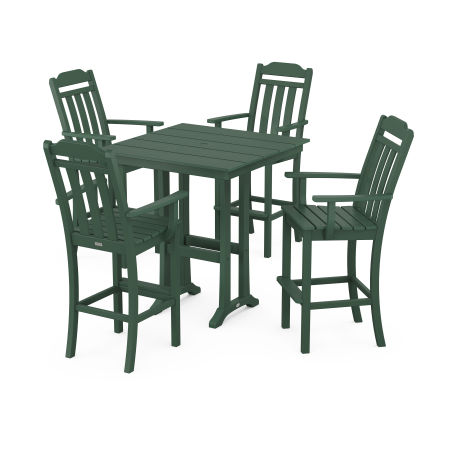 Country Living 5-Piece Farmhouse Bar Set with Trestle Legs in Green