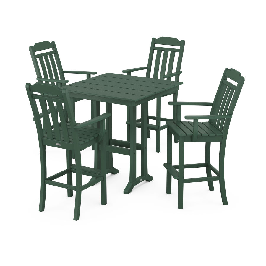 POLYWOOD Country Living 5-Piece Farmhouse Bar Set with Trestle Legs in Green