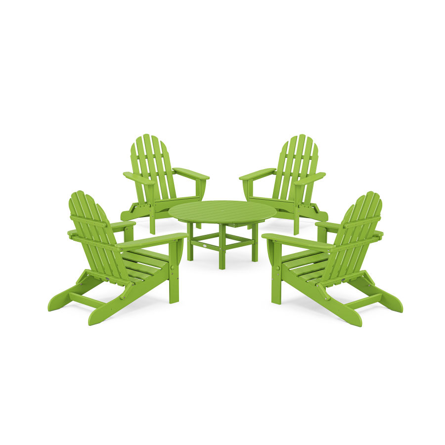 POLYWOOD Classic Folding Adirondack 5-Piece Conversation Group in Lime