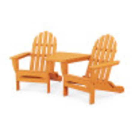 POLYWOOD Classic Folding Adirondacks with Connecting Table in Tangerine