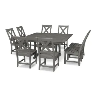 POLYWOOD Braxton 9-Piece Nautical Trestle Dining Set