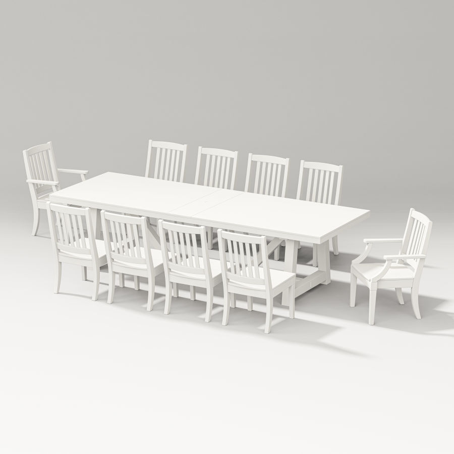 POLYWOOD Estate 11-Piece A-Frame Table Dining Set in Vintage White