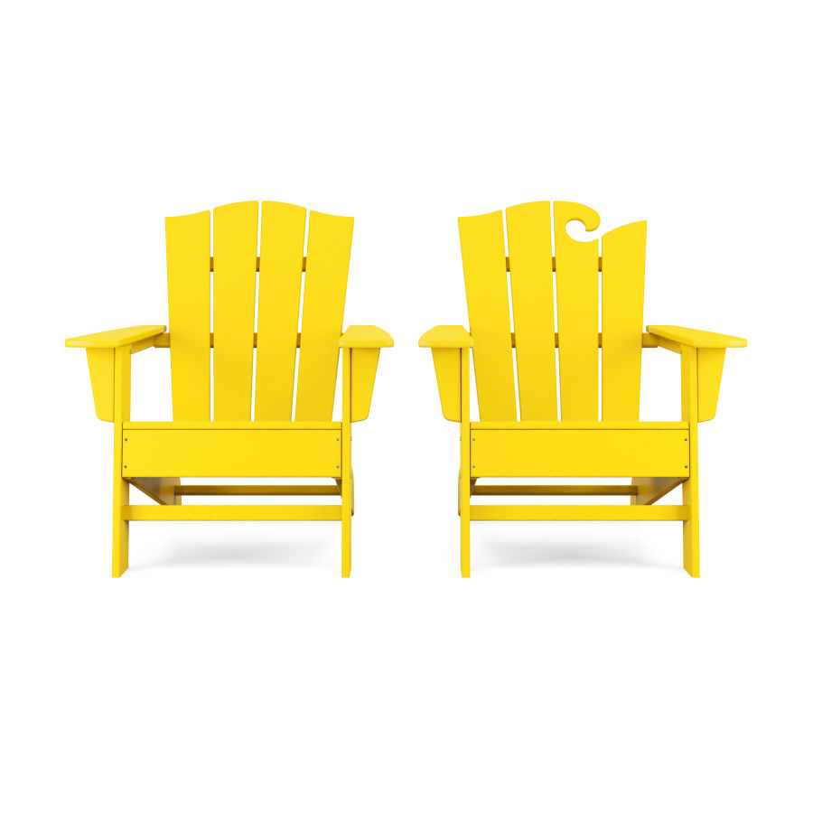 POLYWOOD Wave 2-Piece Adirondack Chair Set with The Crest Chair in Lemon