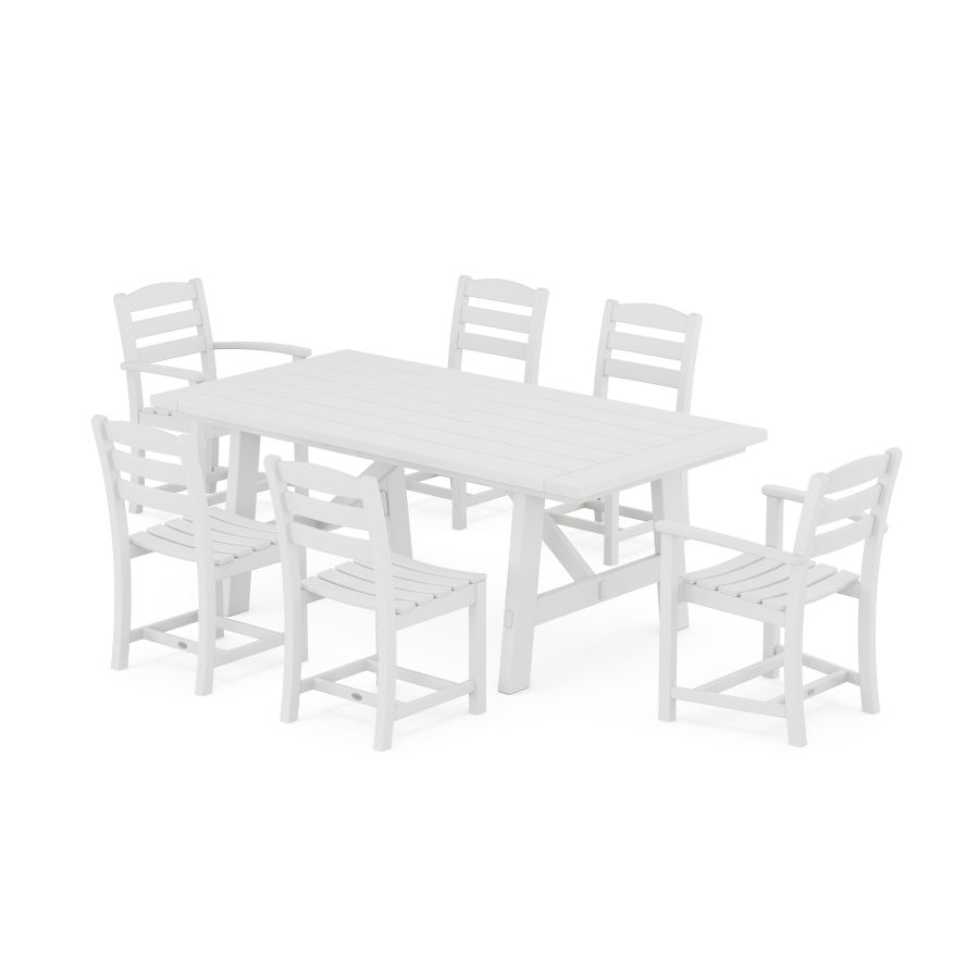POLYWOOD La Casa Cafe 7-Piece Rustic Farmhouse Dining Set With Trestle Legs in White