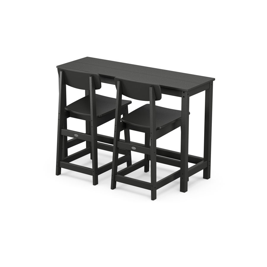 POLYWOOD Modern Studio Urban Counter Chair 3-Piece Balcony Set in Black