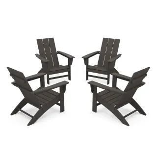 POLYWOOD 4-Piece Modern Adirondack Chair Conversation Set in Vintage Finish