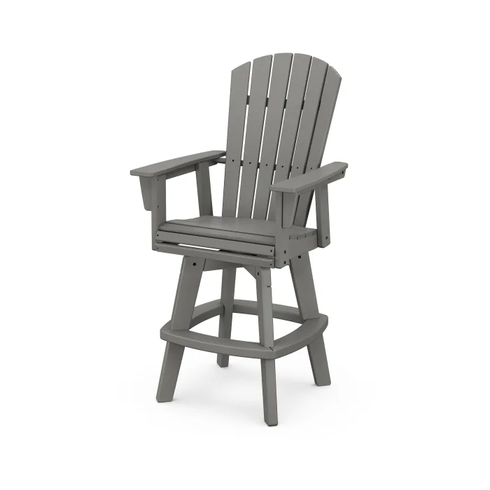 POLYWOOD Nautical Curveback Adirondack Swivel Bar Chair