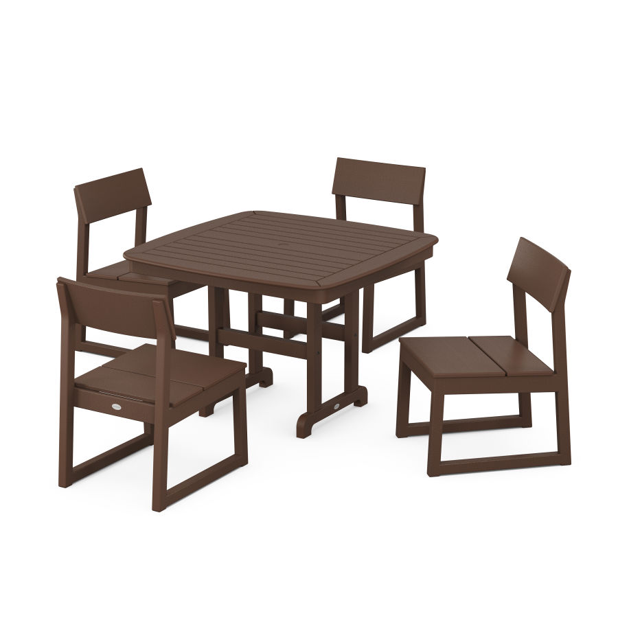 POLYWOOD EDGE Side Chair 5-Piece Dining Set with Trestle Legs in Mahogany