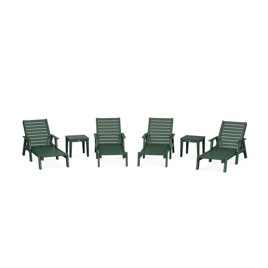 POLYWOOD Captain Chaise 6-Piece Set with Arms in Green