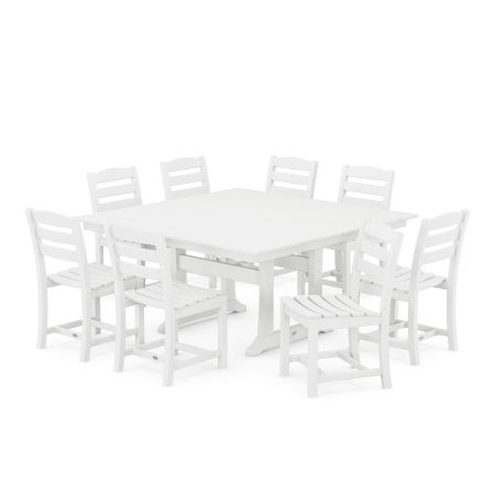 La Casa Café 9-Piece Farmhouse Trestle Dining Set in White