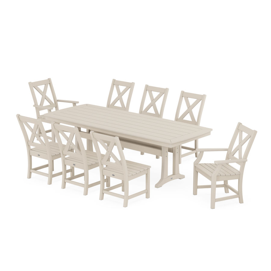 POLYWOOD Braxton 9-Piece Dining Set with Trestle Legs in Sand