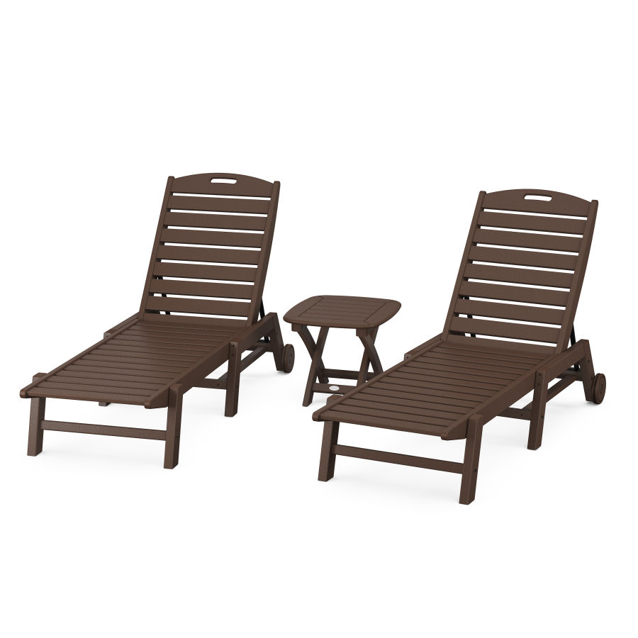 POLYWOOD Nautical 3-Piece Chaise Set in Mahogany