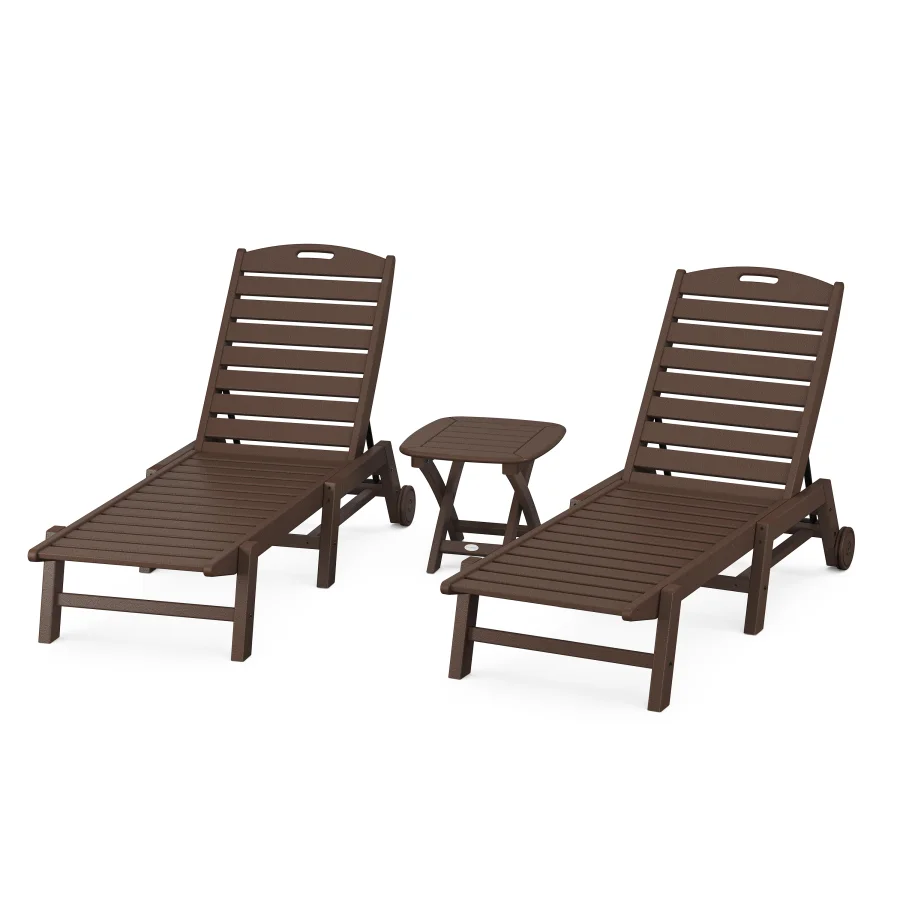 POLYWOOD Nautical 3-Piece Chaise Set in Mahogany