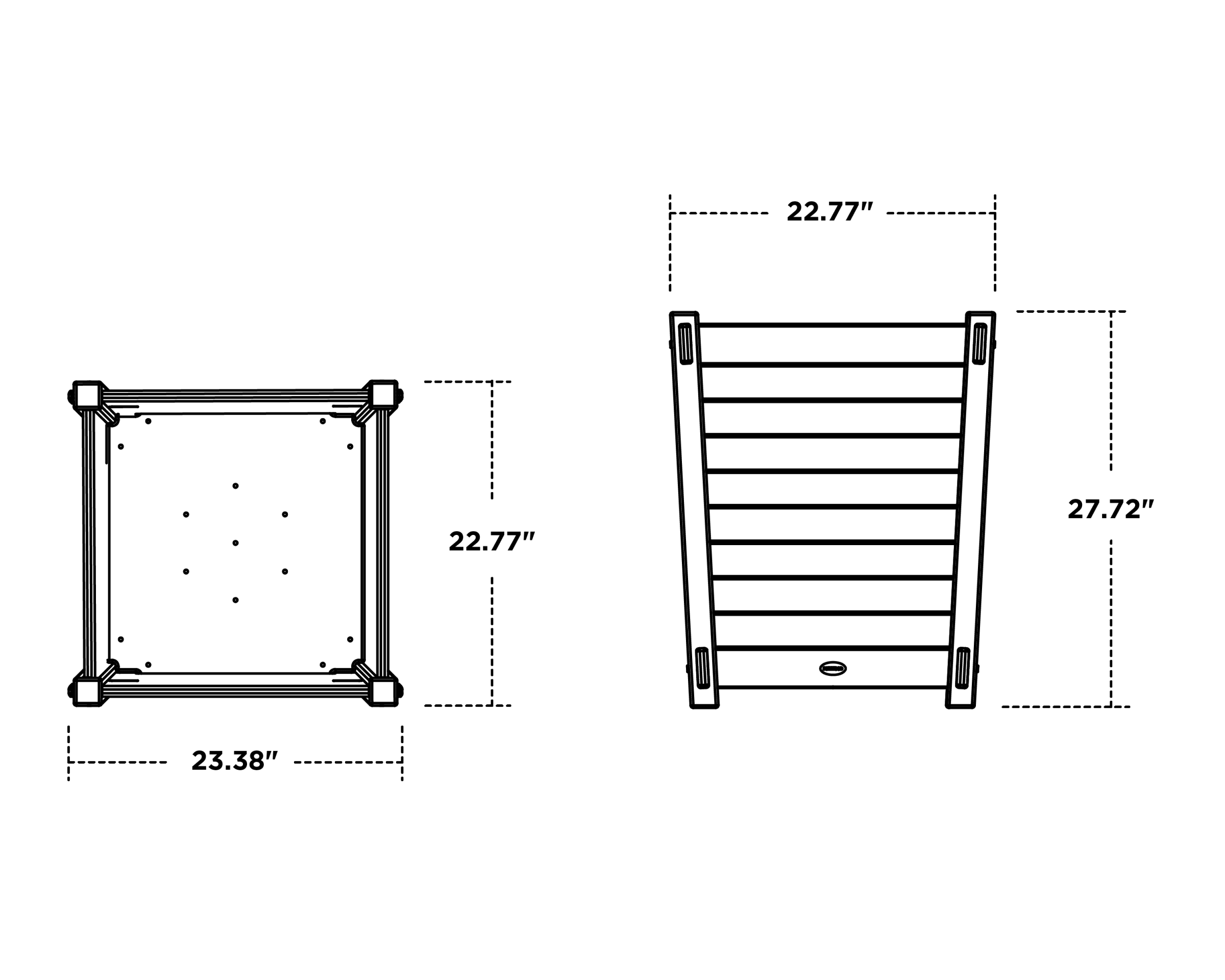 Dimensions for Nautical Large Tapered Square Short Planter Box