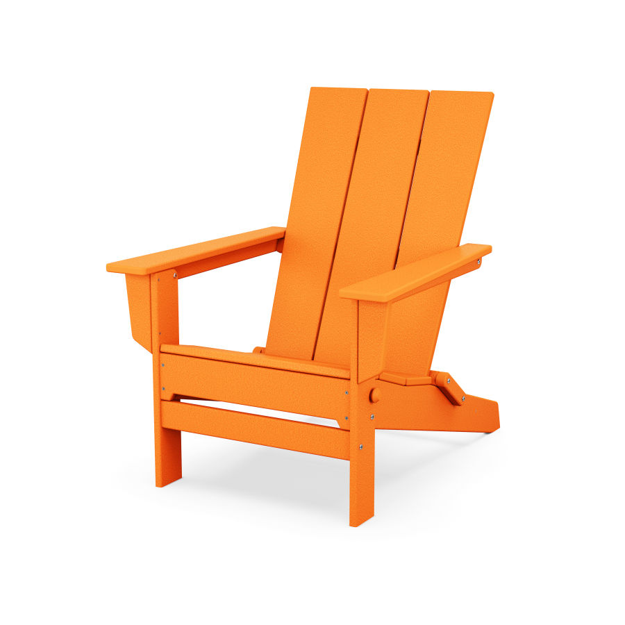 POLYWOOD Modern Studio Folding Adirondack Chair in Tangerine