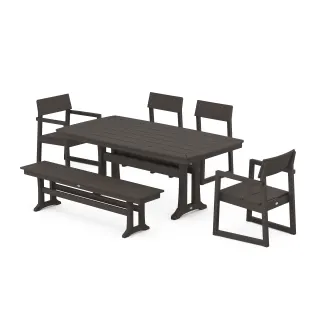 POLYWOOD EDGE 6-Piece Dining Set with Trestle Legs in Vintage Finish